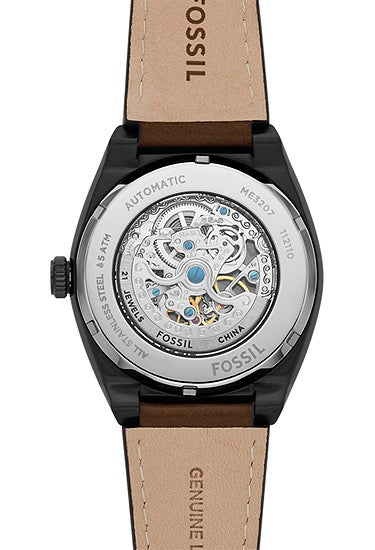 Fossil Everett Automatic Dark Brown LiteHide Leather Watch